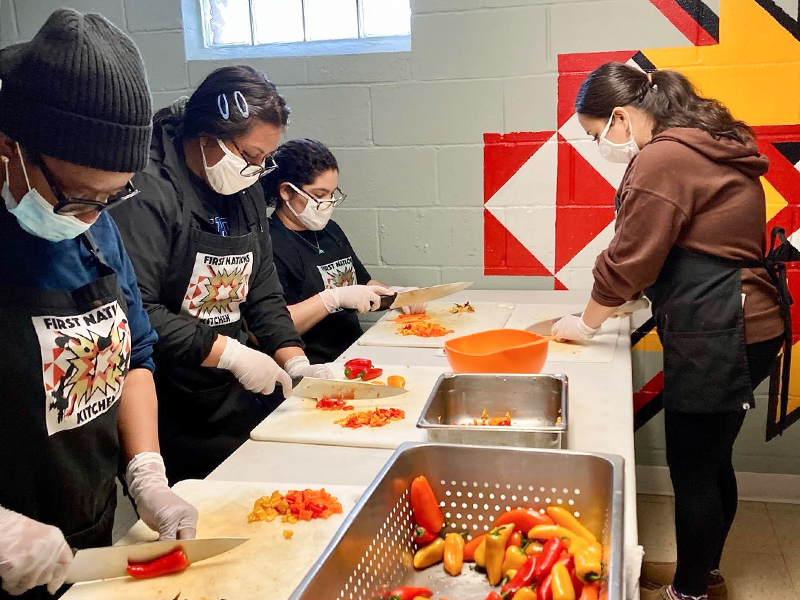 Volunteers preparing food in Minneapolis-St. Paul