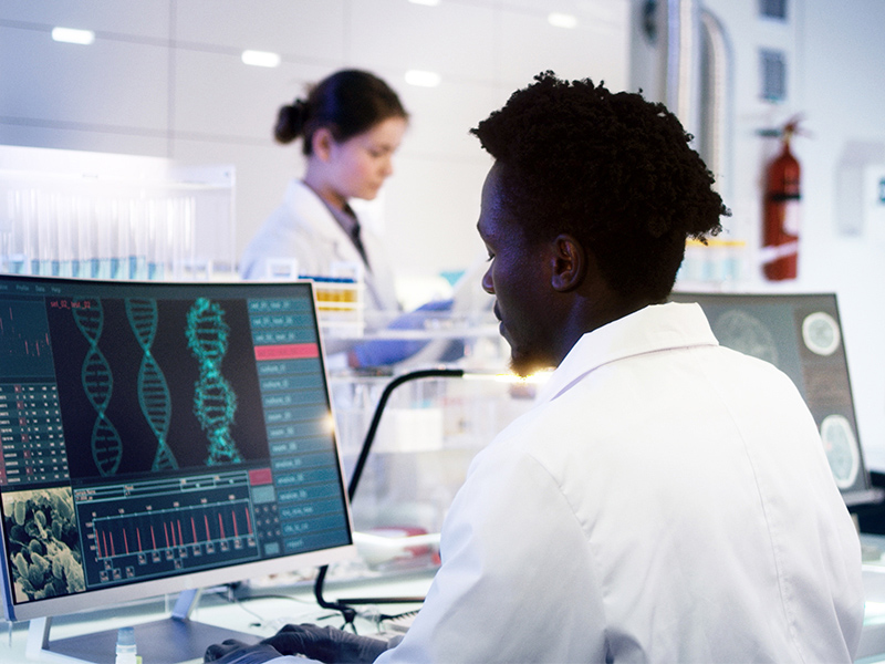 Scientists working in laboratory.