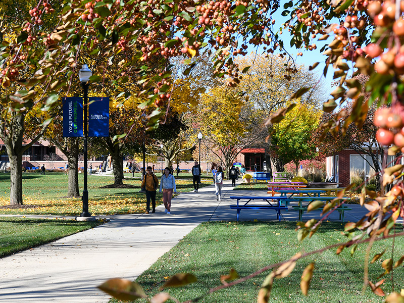 students walking on the quad