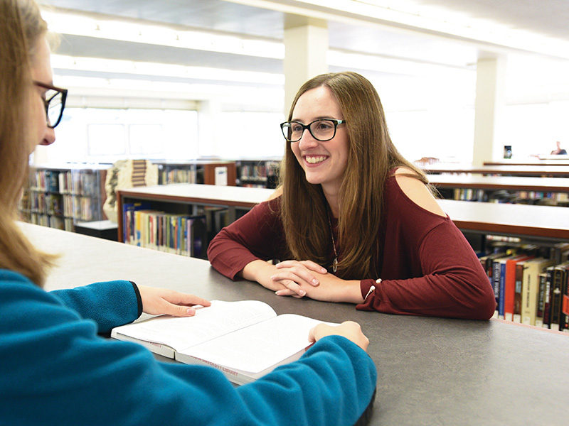 Student in library