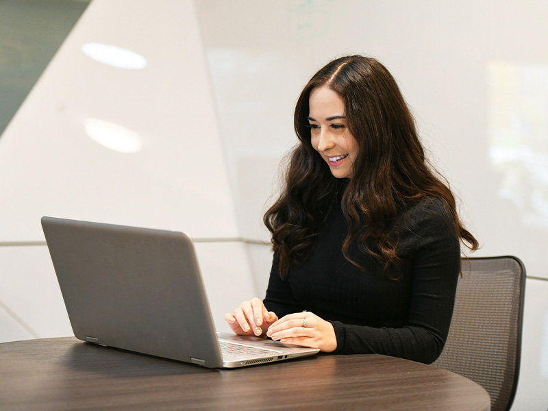 Student at a laptop