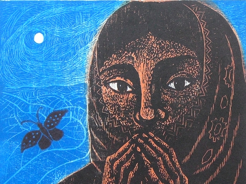 Poli Marichal, “Premonición,” 2012. Woodcut and linocut. Image courtesy of Arceo Press.