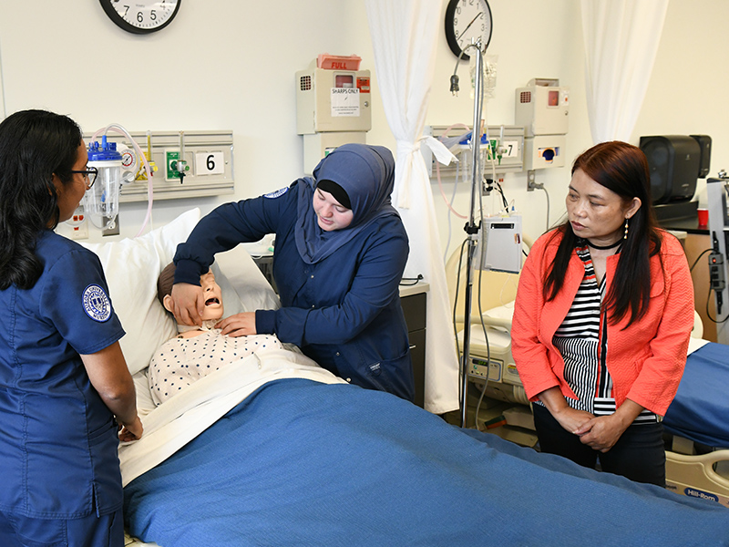 Nursing students with professor.