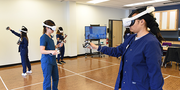 nursing students in VR lab