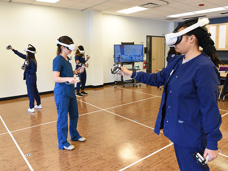 nursing students in VR lab
