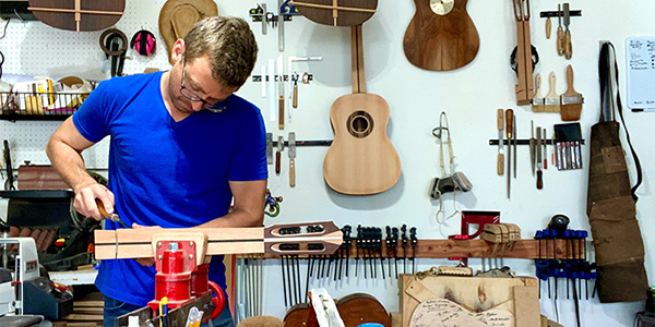 Ric Larsen building a guitar.