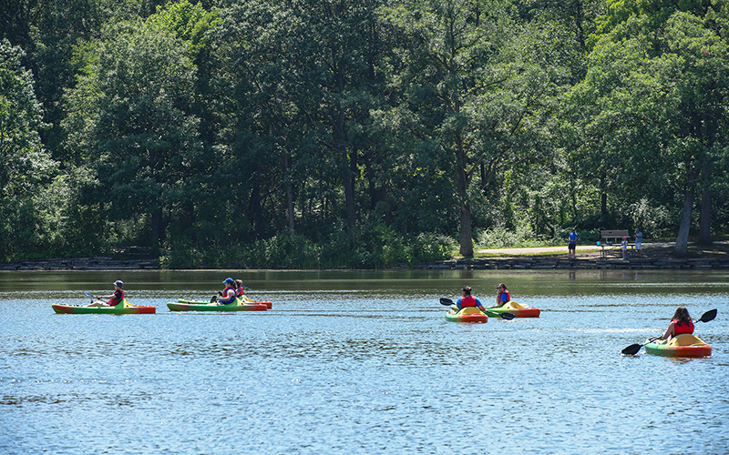 Students kayaking.