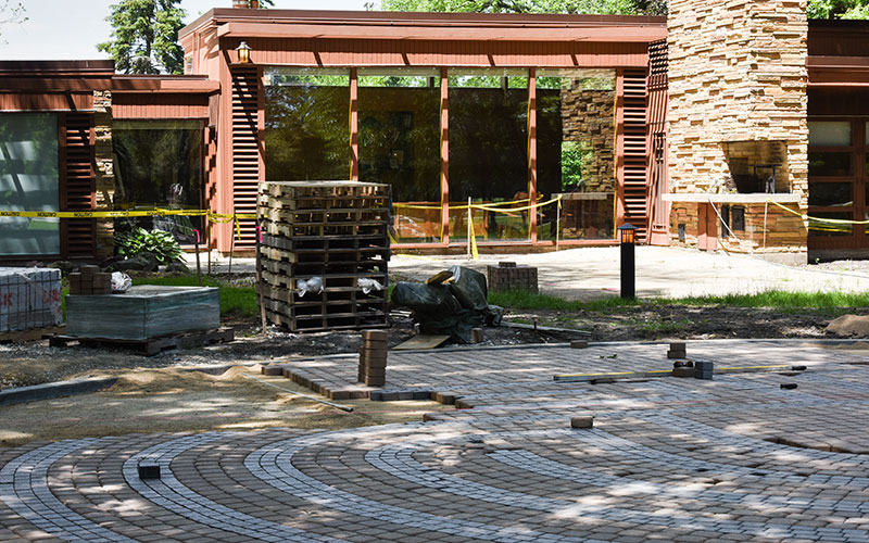 Photo of the labyrinth under construction.