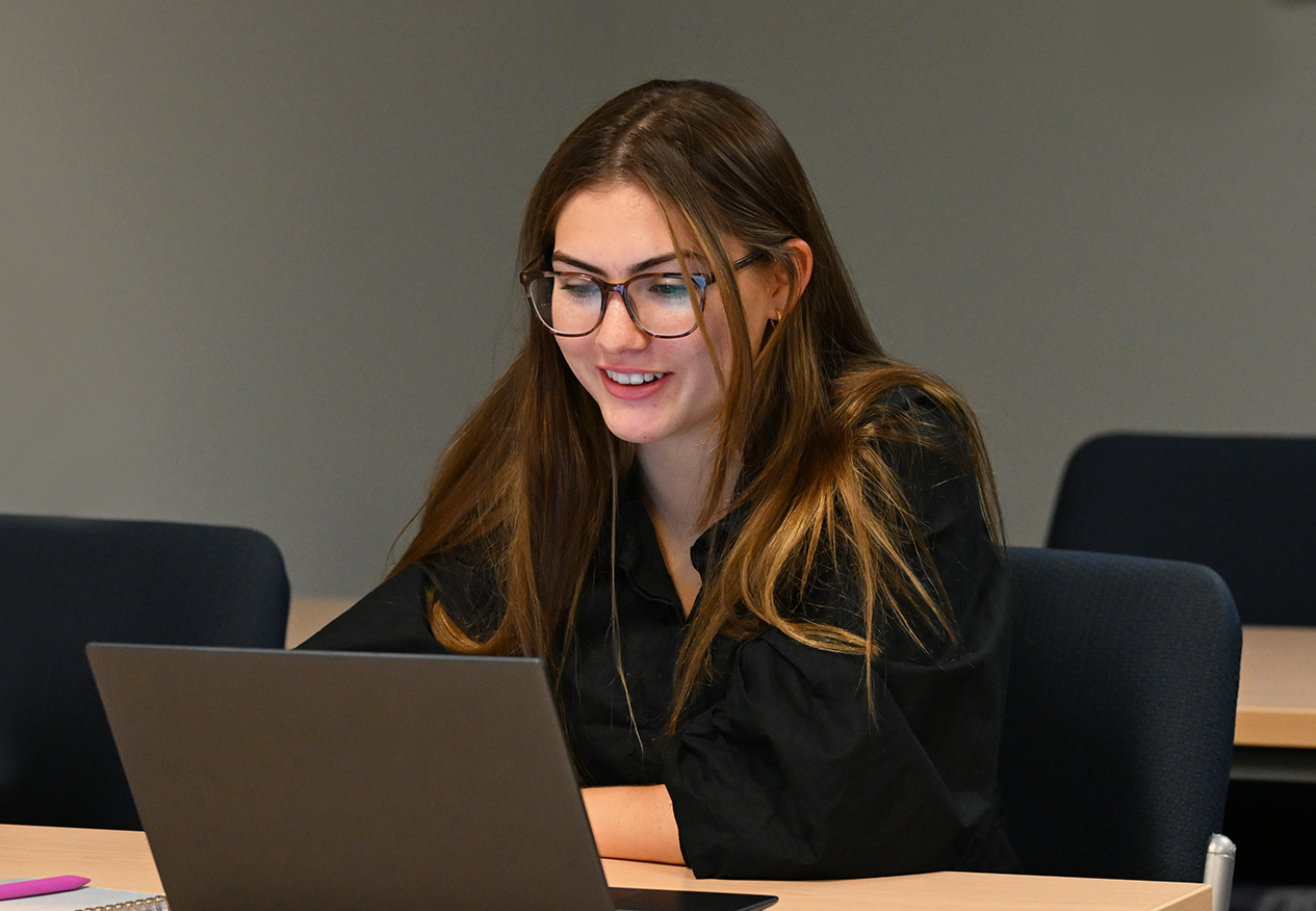 student working on the computer