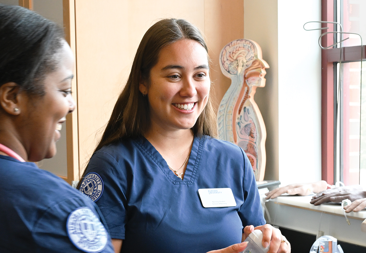 nursing student in lab