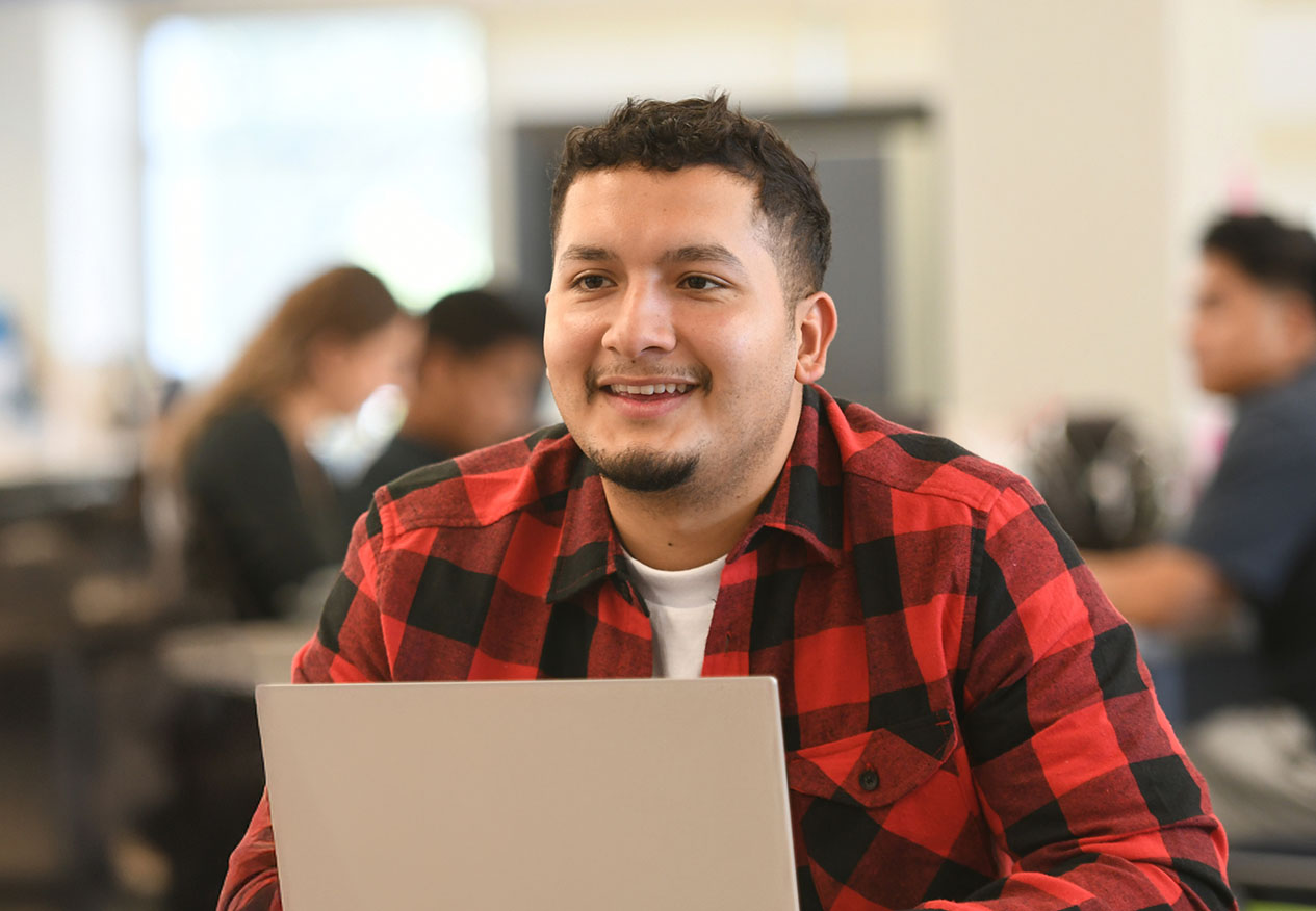 student on the computer